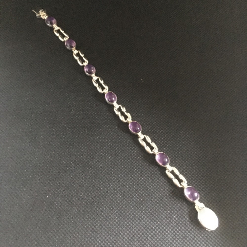 Danish Silver Bracelet with Amethyst. 1960s. By N E From View III