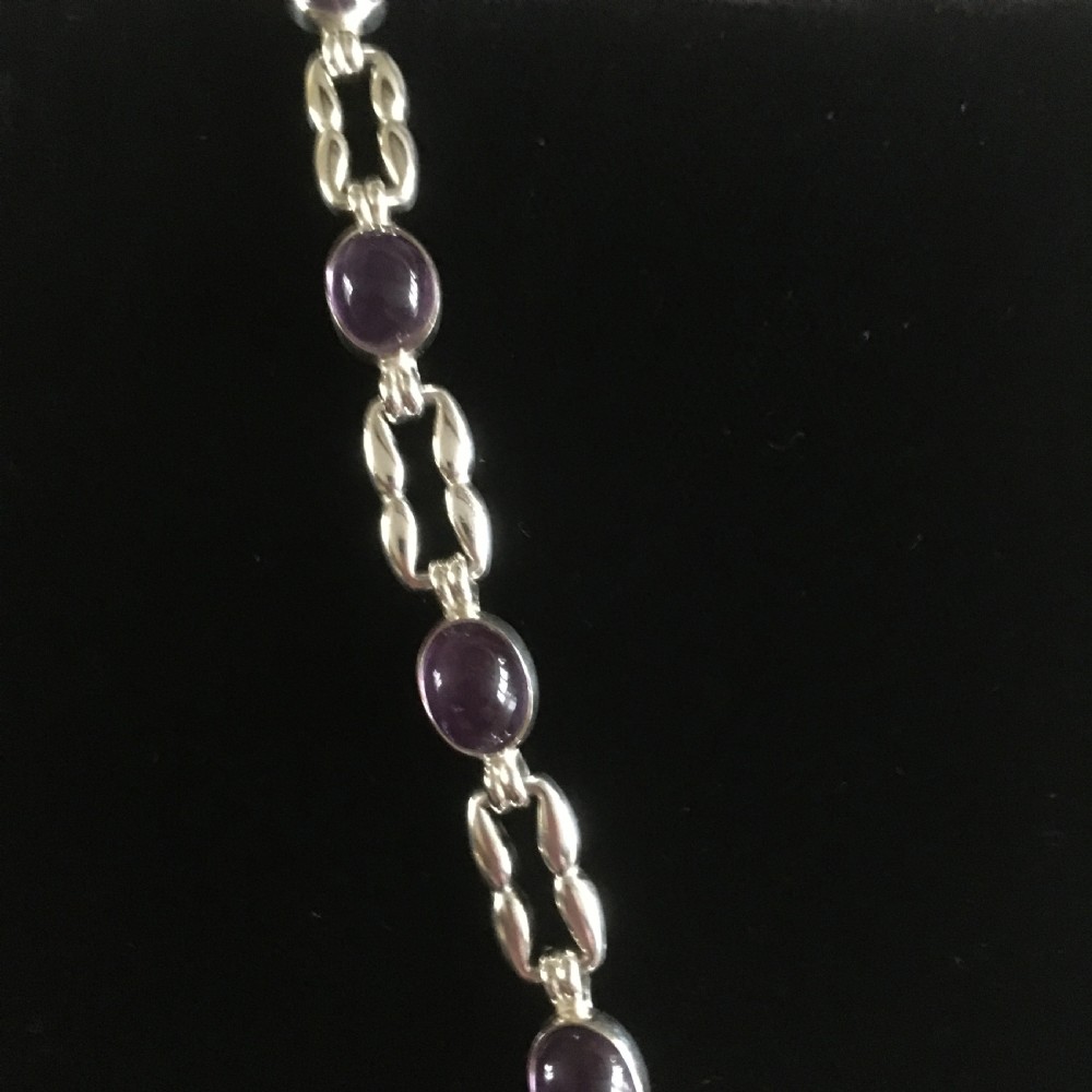Danish Silver Bracelet with Amethyst. 1960s. By N E From View IV