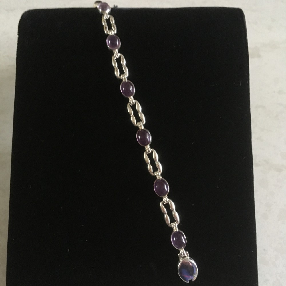 Danish Silver Bracelet with Amethyst. 1960s. By N E From View V