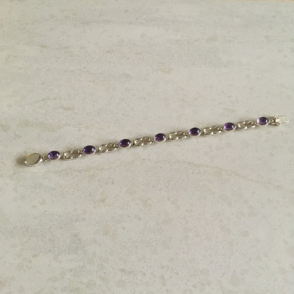Danish Silver Bracelet with Amethyst. 1960s. By N E From View VI