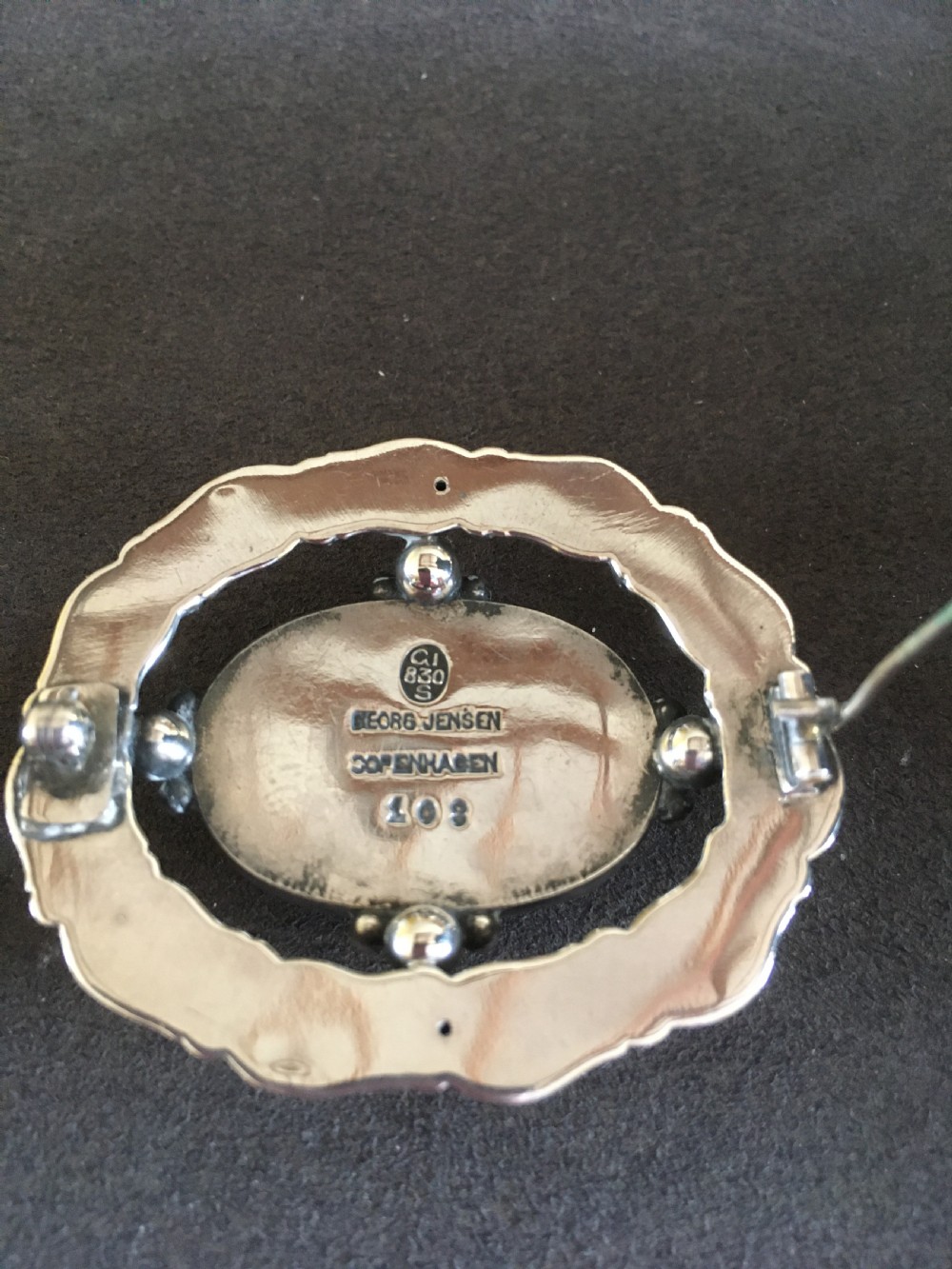 Georg Jensen Very Rare and Early Silver and Agate Brooch. View III