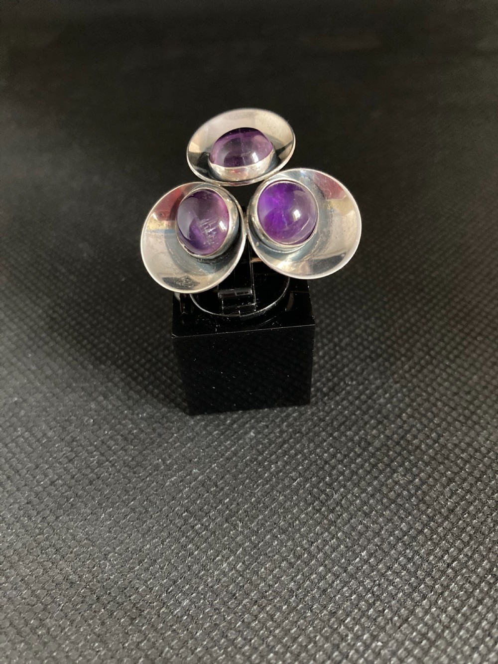 Danish Silver Brooch With Amethysts. 1960s. View II