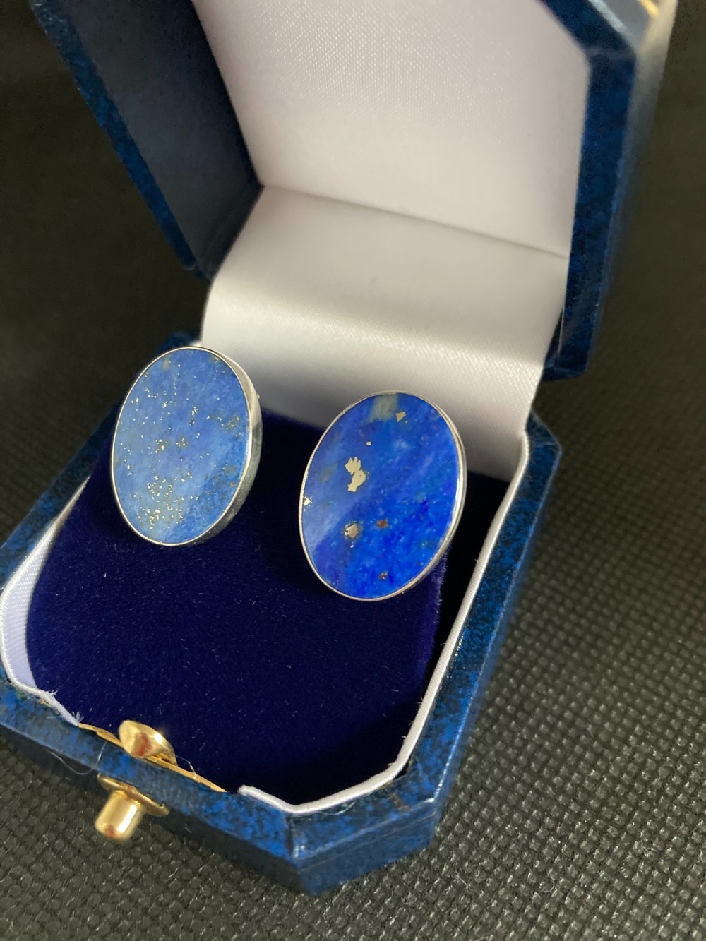 Danish Silver and Lapis Lazuli Ear clips. 1960s. View II