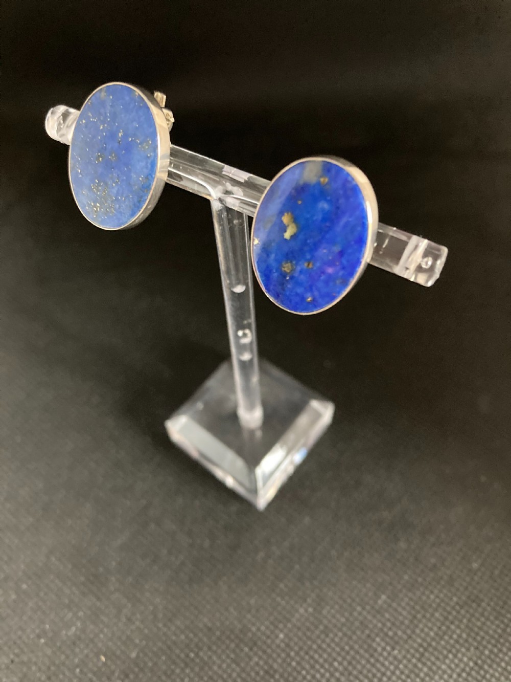 Danish Silver and Lapis Lazuli Ear clips. 1960s. View III