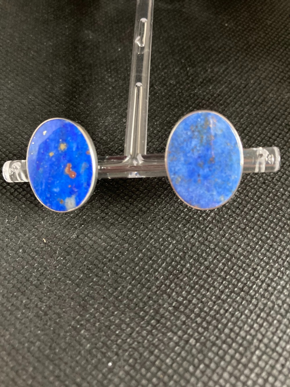 Danish Silver and Lapis Lazuli Ear clips. 1960s. View IV