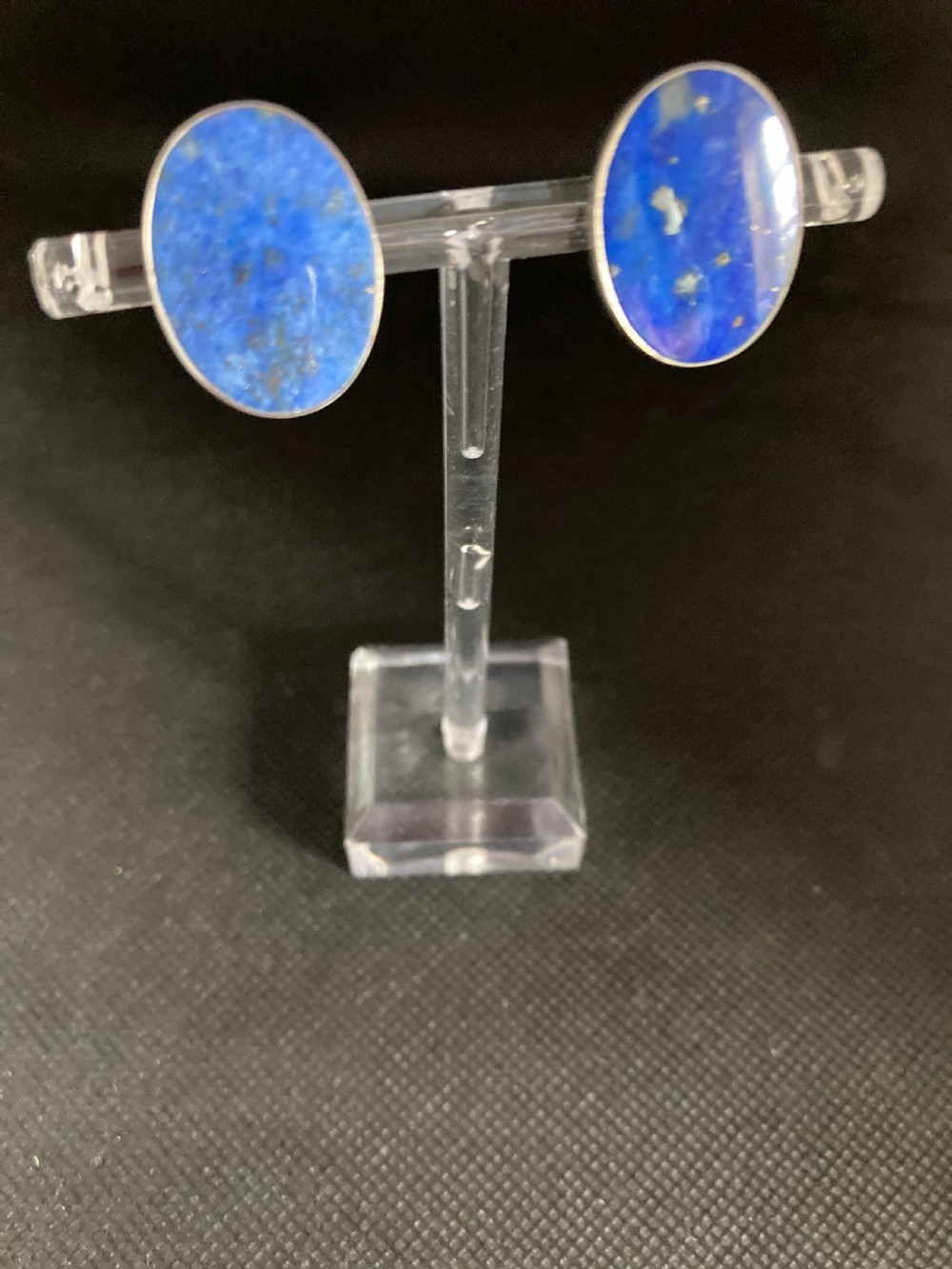 Danish Silver and Lapis Lazuli Ear clips. 1960s. View V