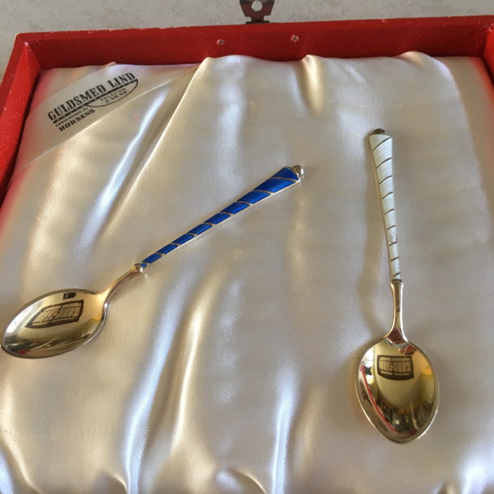Danish Silver Gilt and Enamel Coffee Spoons. 1960s. View V