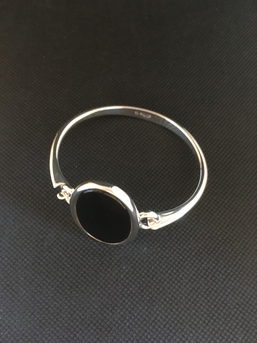 Danish Silver Bangle with Onyx. 1960s. View II