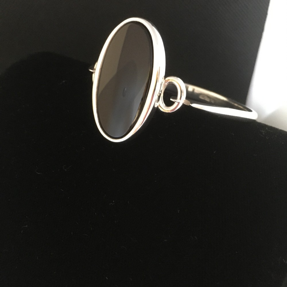 Danish Silver Bangle with Onyx. 1960s. View III