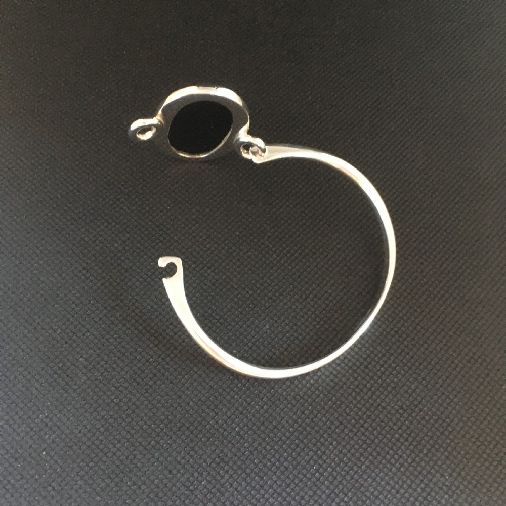 Danish Silver Bangle with Onyx. 1960s. View IV