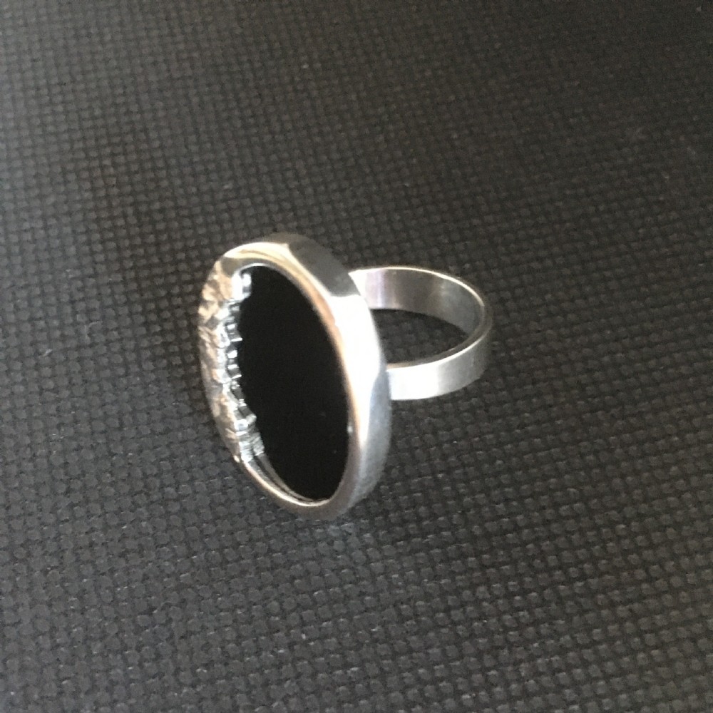 Danish Silver Ring with Onyx. 1960s. By N E From View III