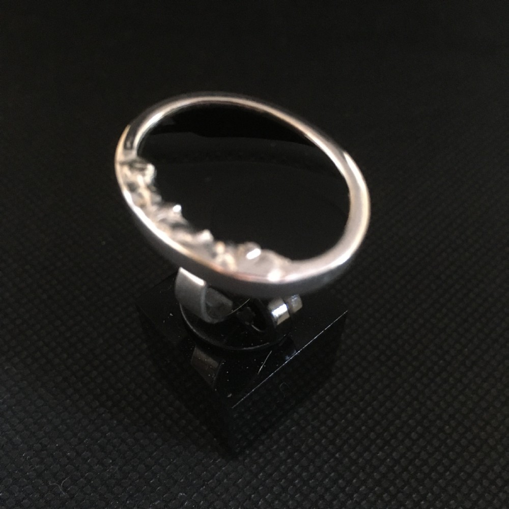 Danish Silver Ring with Onyx. 1960s. By N E From View VI