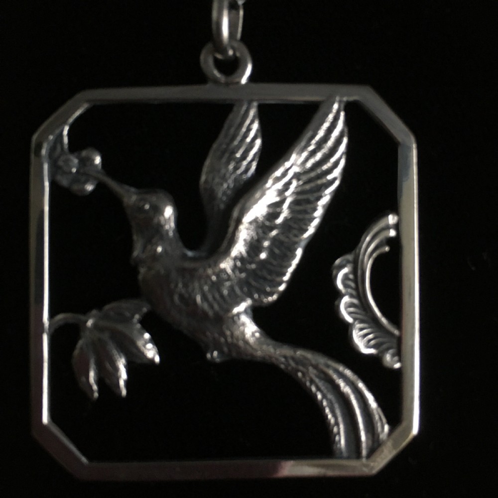 Danish Silver Pendant With Hummingbird. 1930s. View IV
