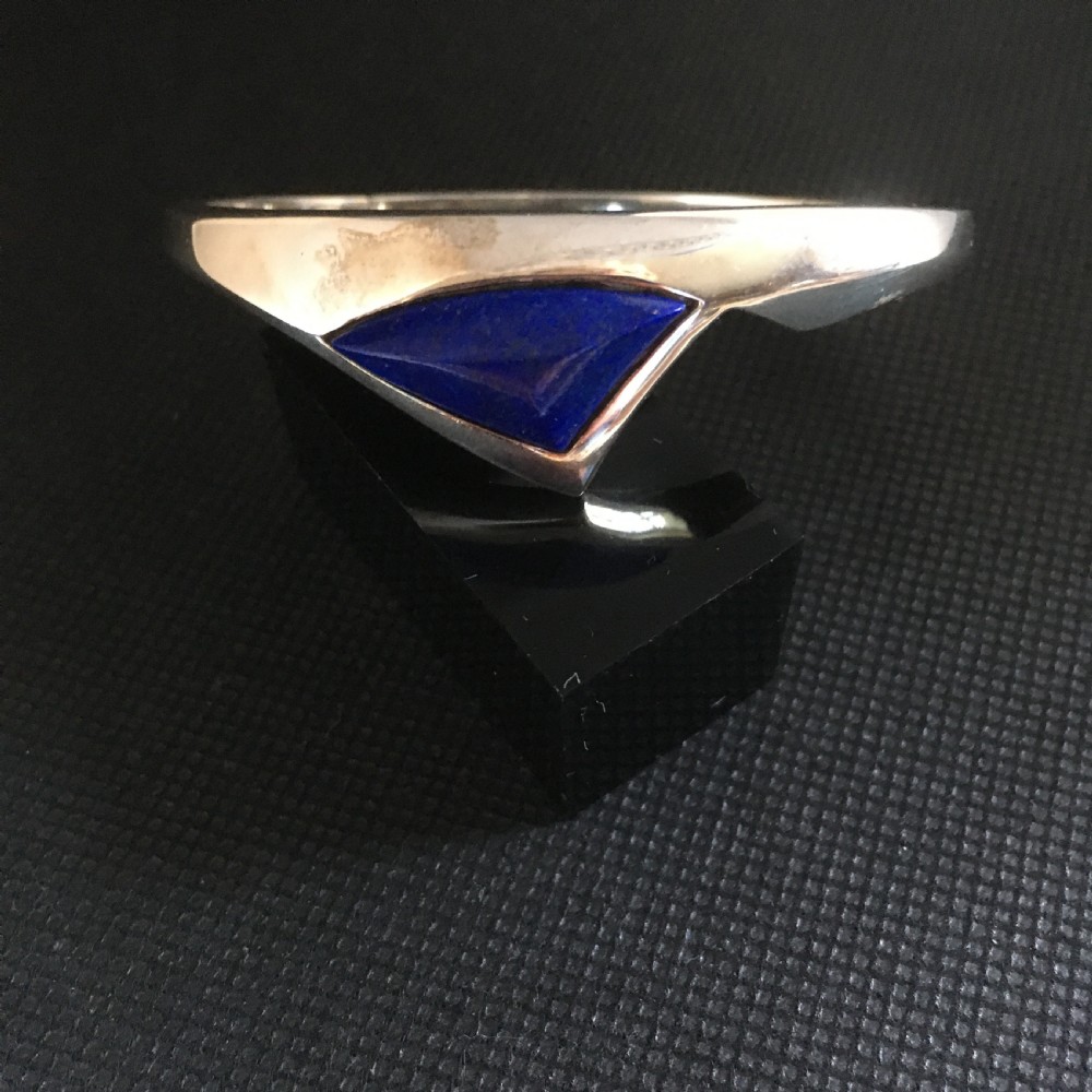 Danish Silver Bangle With Lapis Lazuli. 1960s. View II