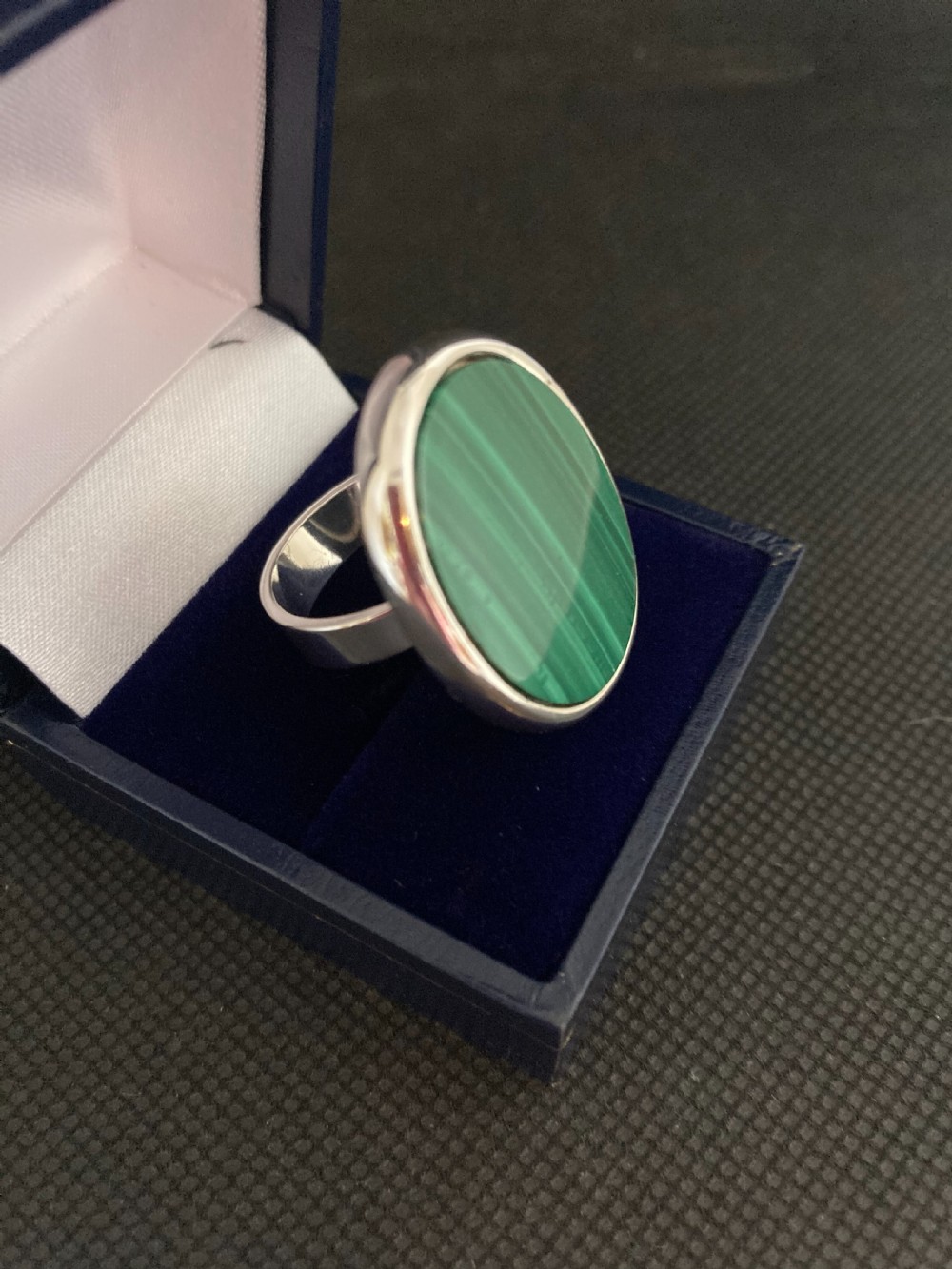 Danish Silver Ring With Malachite. 1960s. View III