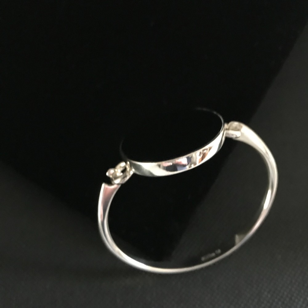 Danish Silver Bangle with Onyx. 1960s. By N E From. View III
