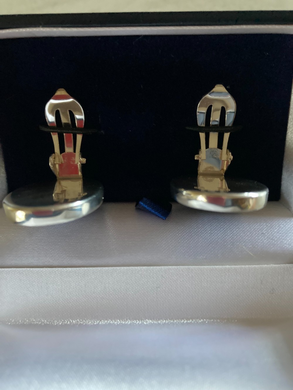 Danish Silver and Onyx Ear Clips. 1960s. By N E From. View V