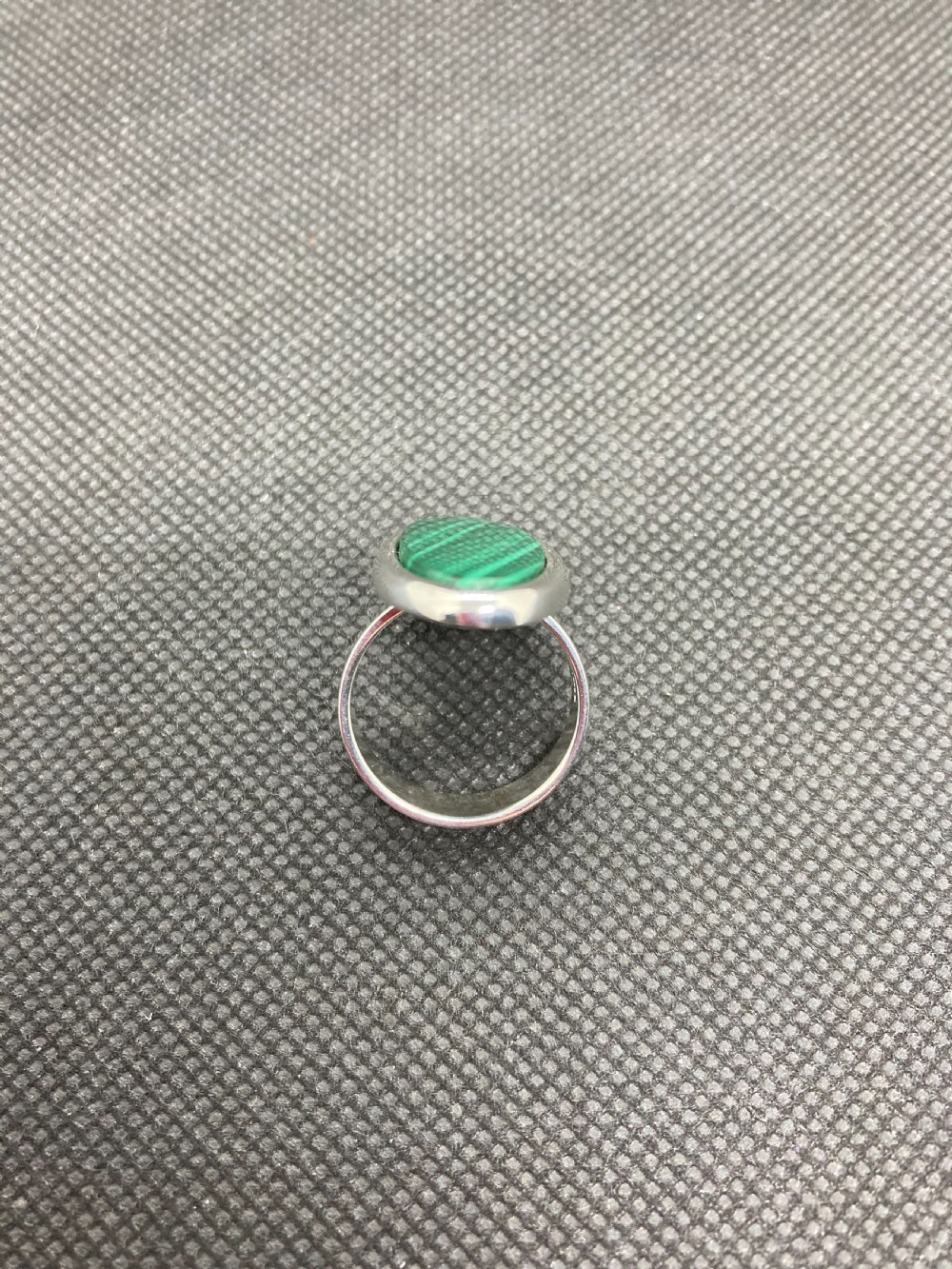 Danish Silver Ring with Malachite. 1960s. By N E From. View V
