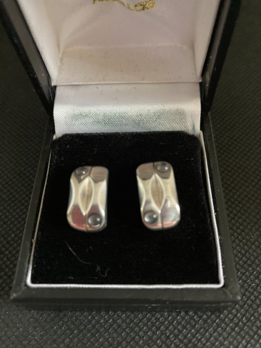 Georg Jensen Silver Earrings with Moonstones. 1960s. View II