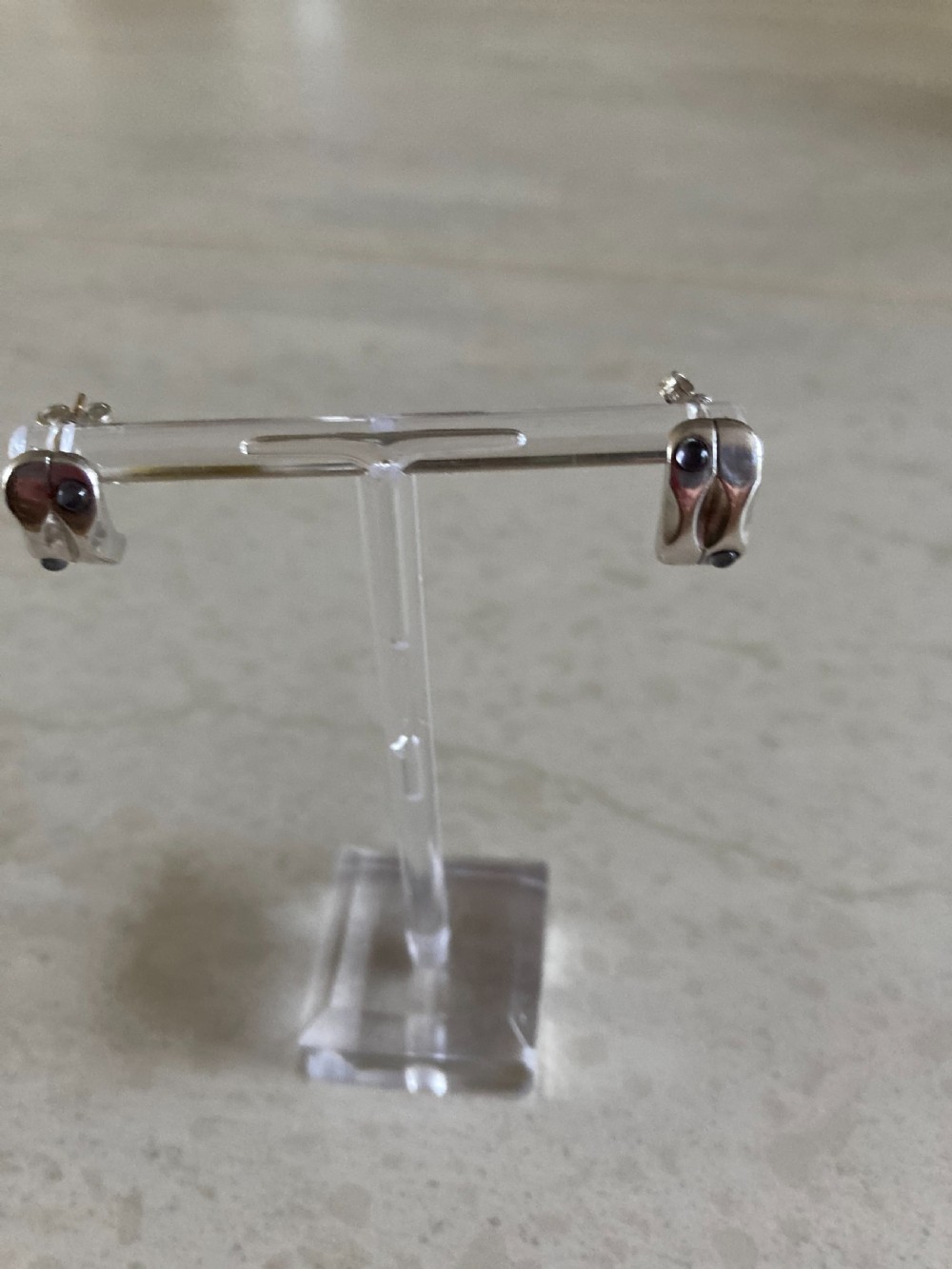 Georg Jensen Silver Earrings with Moonstones. 1960s. View III