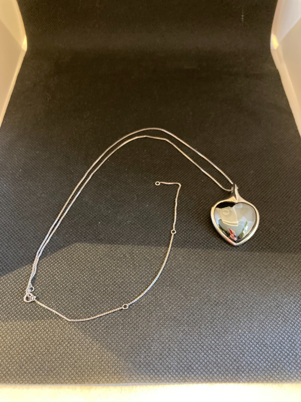 Danish Silver and Hematite Heart Pendant. 1960s. BY N E From RESERVED View III
