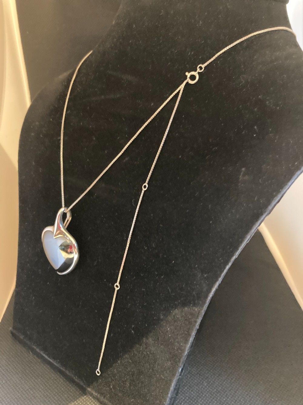 Danish Silver and Hematite Heart Pendant. 1960s. BY N E From RESERVED View IV