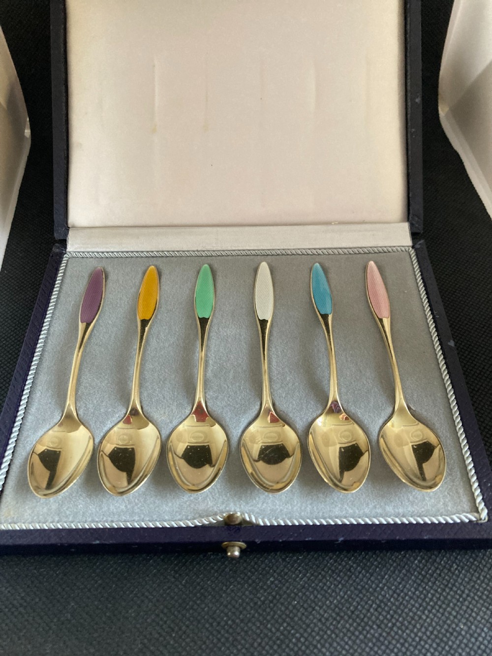 Danish Silver Gilt and Enamel Mocha/Coffee Spoons. 1960s.