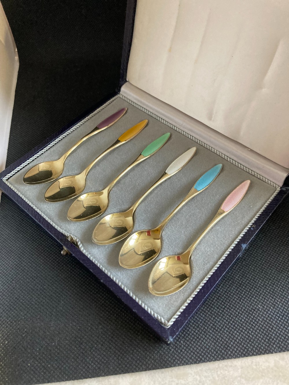 Danish Silver Gilt and Enamel Mocha/Coffee Spoons. 1960s. View II
