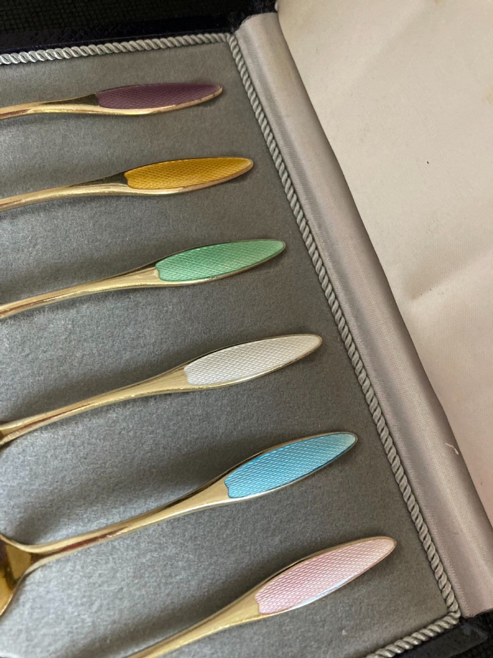 Danish Silver Gilt and Enamel Mocha/Coffee Spoons. 1960s. View III
