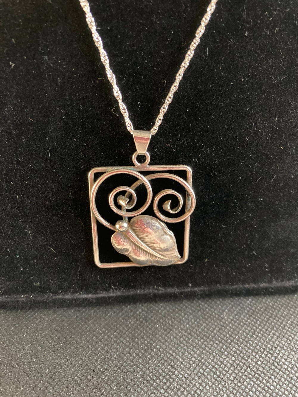 Danish Silver Pendant with Leaf Design. 1930s. Reserved