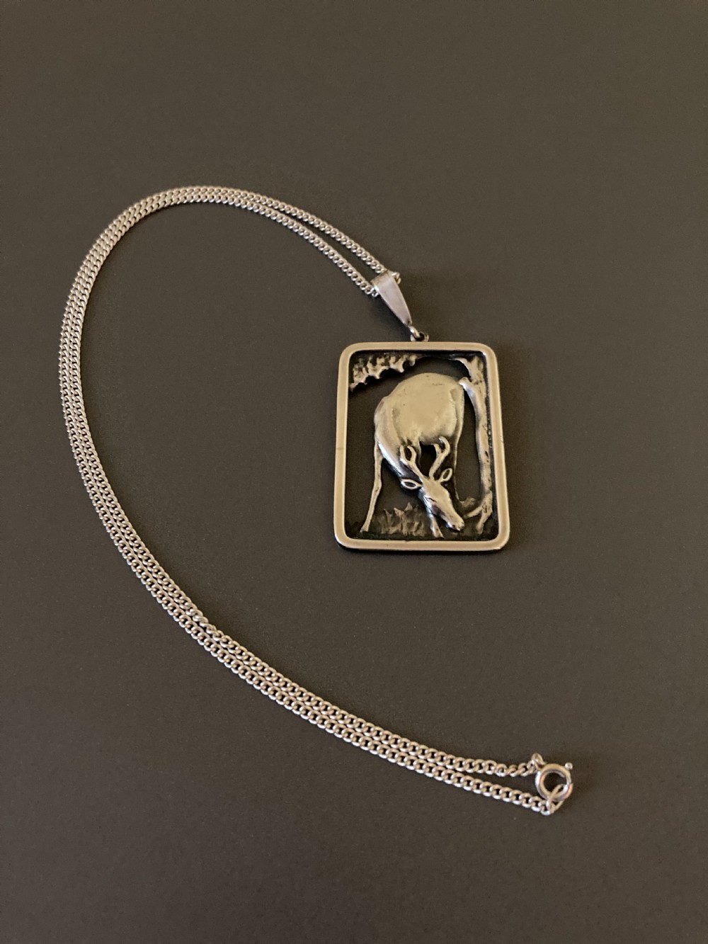 Danish Silver Pendant with Stag. 1940s. View II
