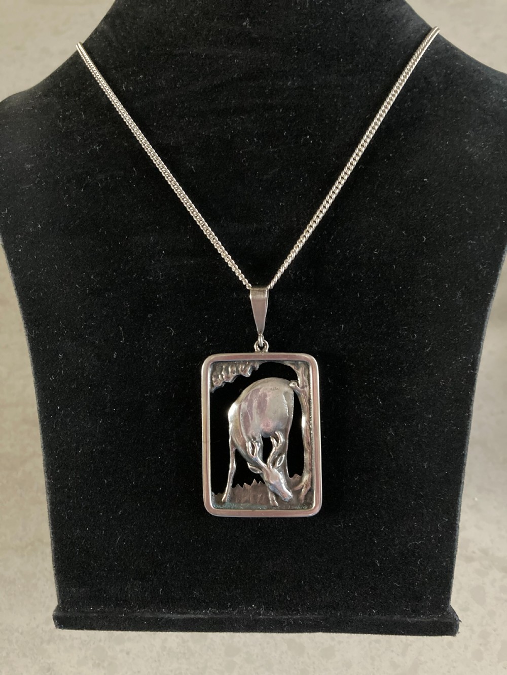 Danish Silver Pendant with Stag. 1940s. View IV