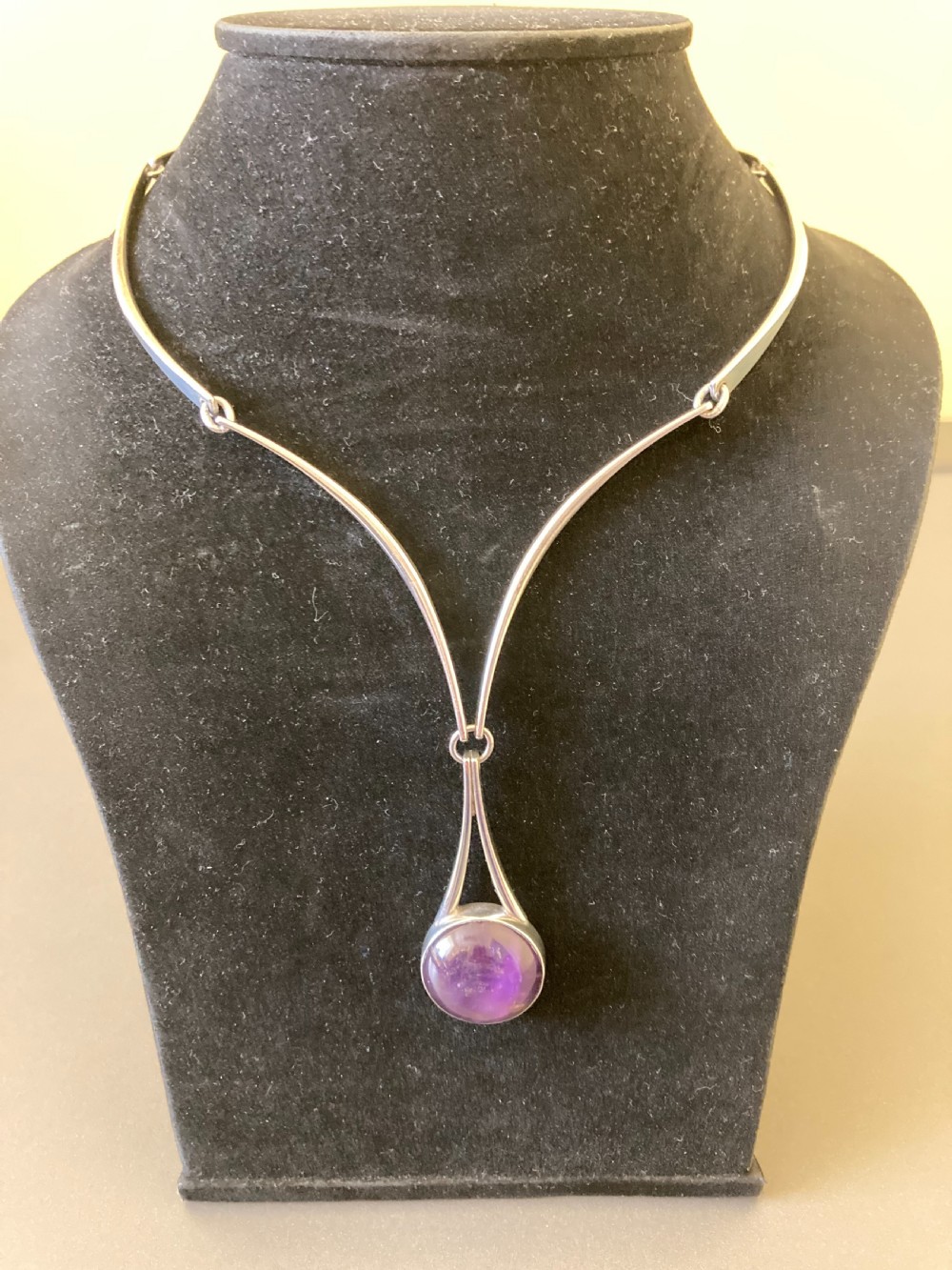 Danish Sterling Silver Collier with Amethyst. 1960s. By N E From View III