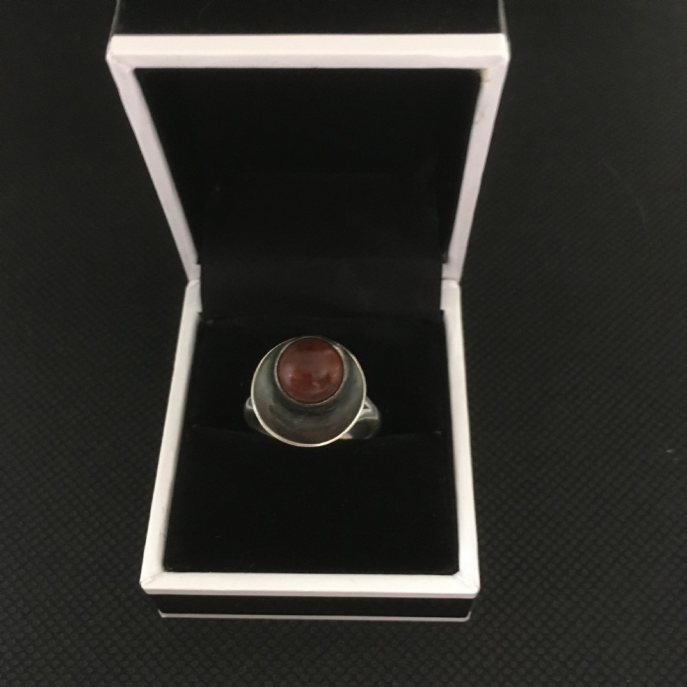 Danish Silver and Amber Ring. 1960s. By N E From