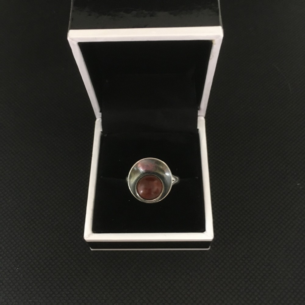 Danish Silver and Amber Ring. 1960s. By N E From View II