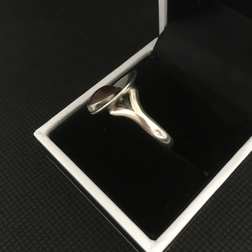 Danish Silver and Amber Ring. 1960s. By N E From View III