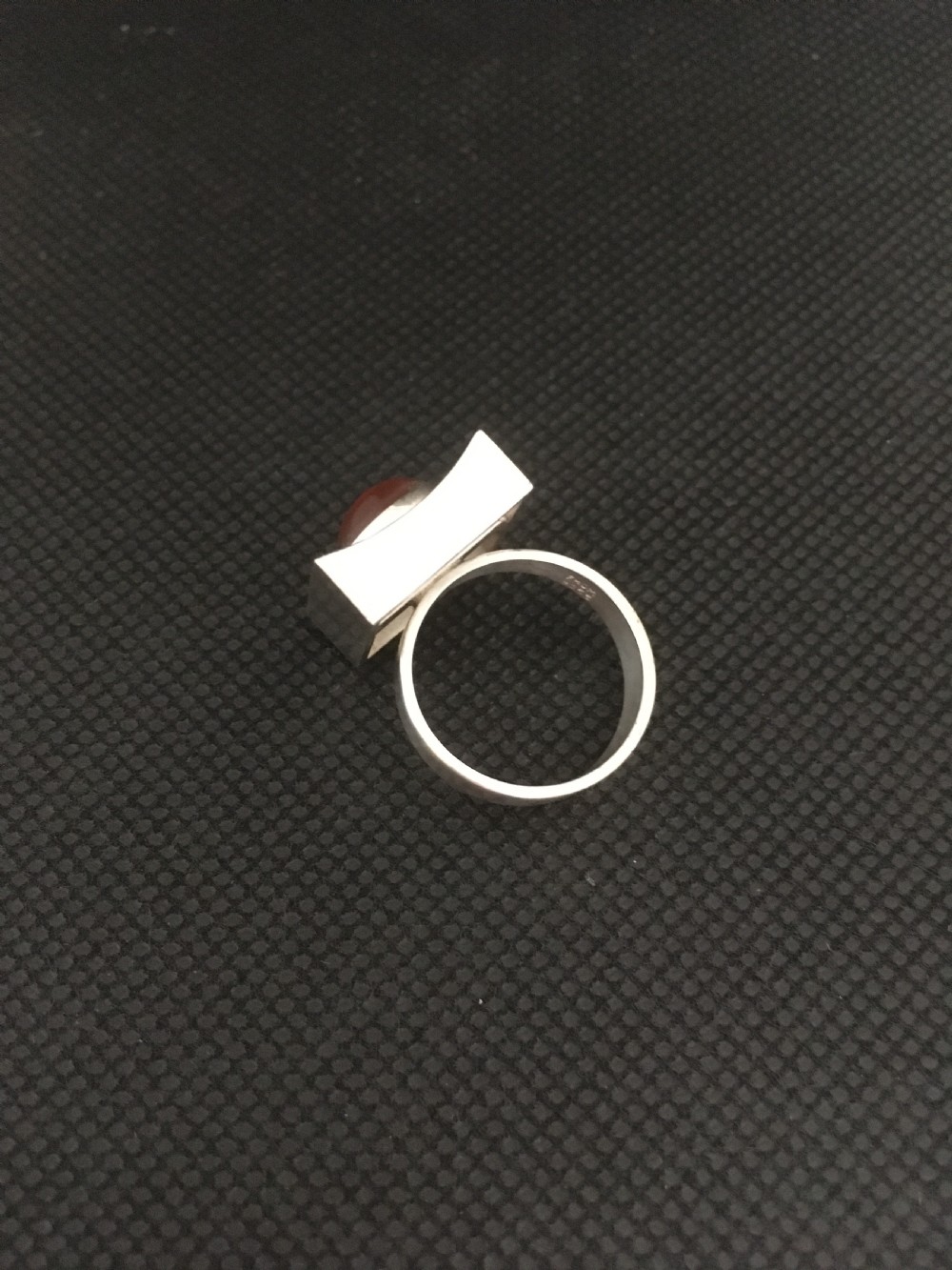 Danish Silver Ring with Amber. 1960s. By N E From View III