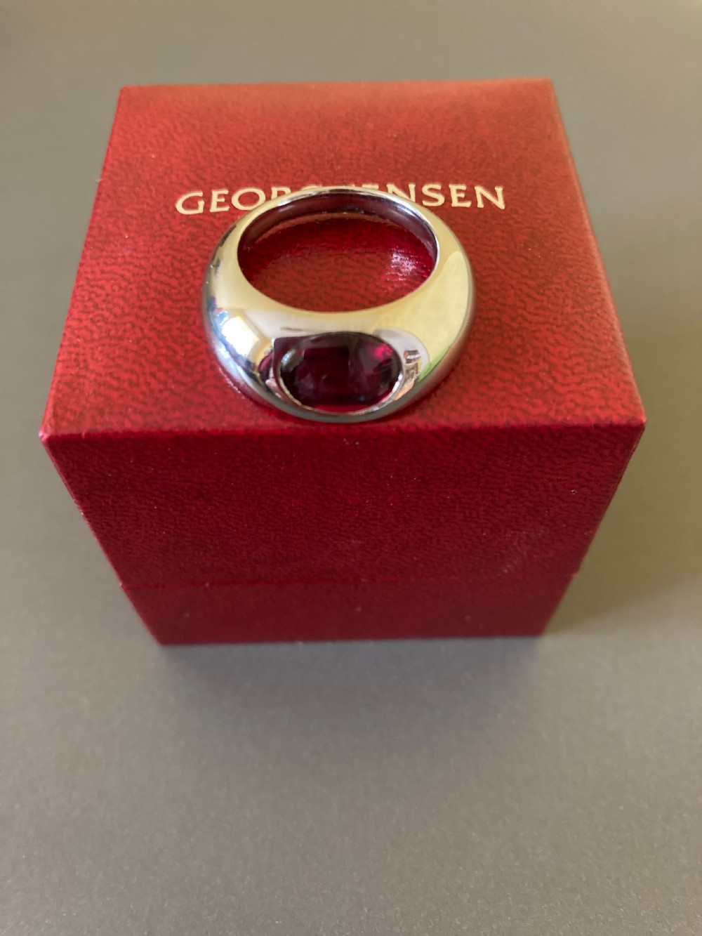 Georg Jensen 18ct White Gold Ring with Rubillite.  View V