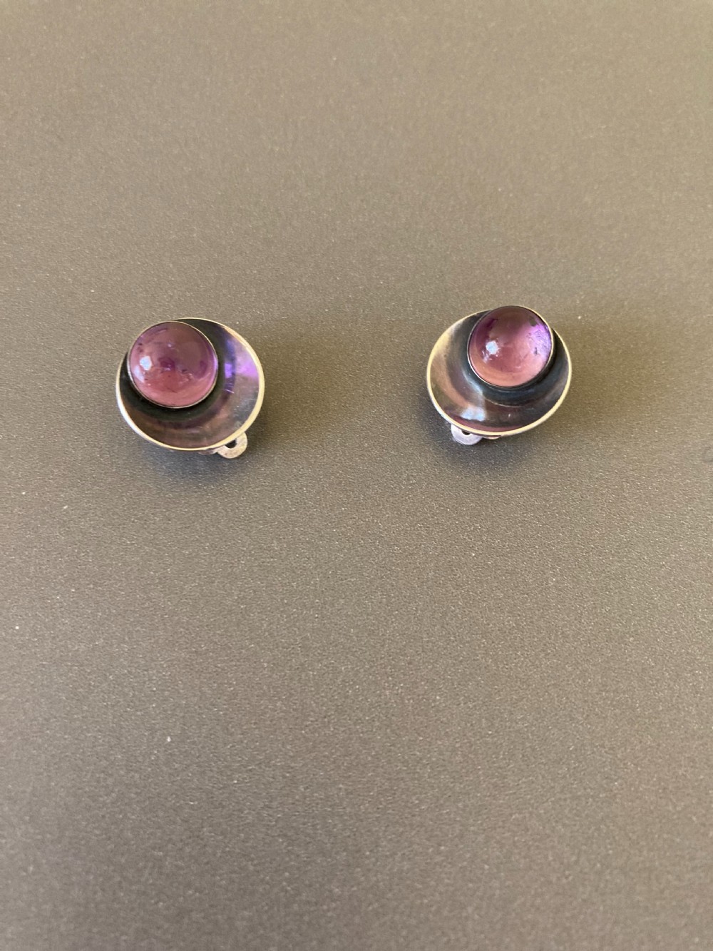 Danish Silver Earrings with Amethyst. By Niels Erik From.  View II