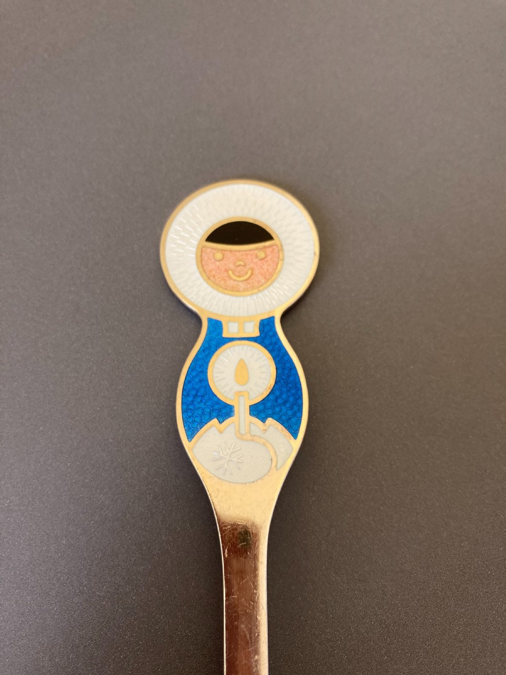 Danish Silver Gilt and Enamel Christmas Spoon. 1969. View II