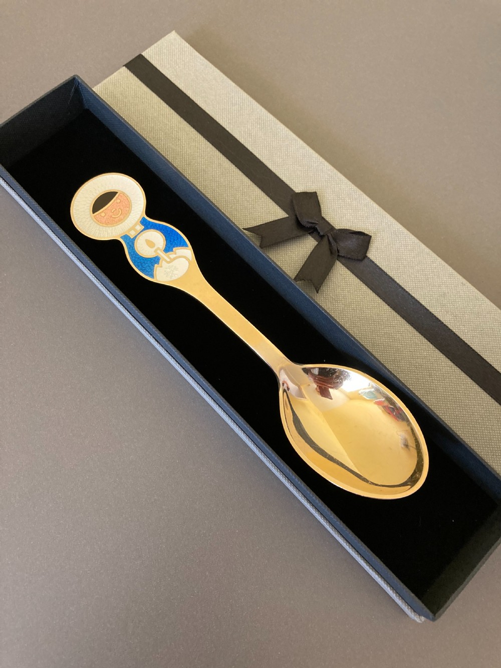 Danish Silver Gilt and Enamel Christmas Spoon. 1969. View V