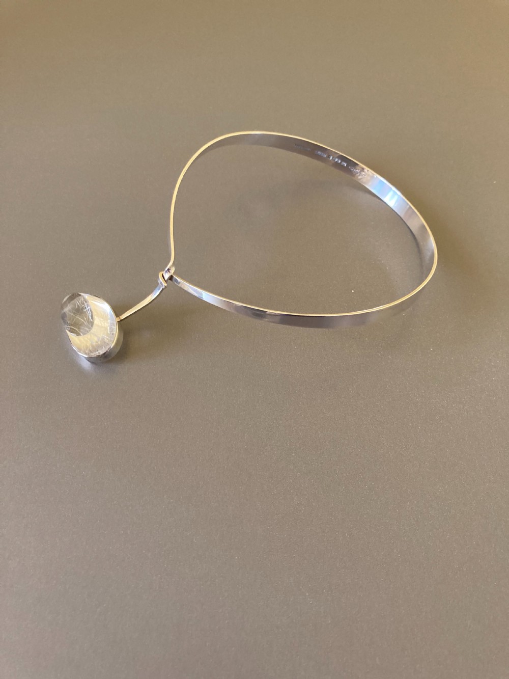 Swedish Silver Necklace with Rutilated Quartz. By Gert Thysell.