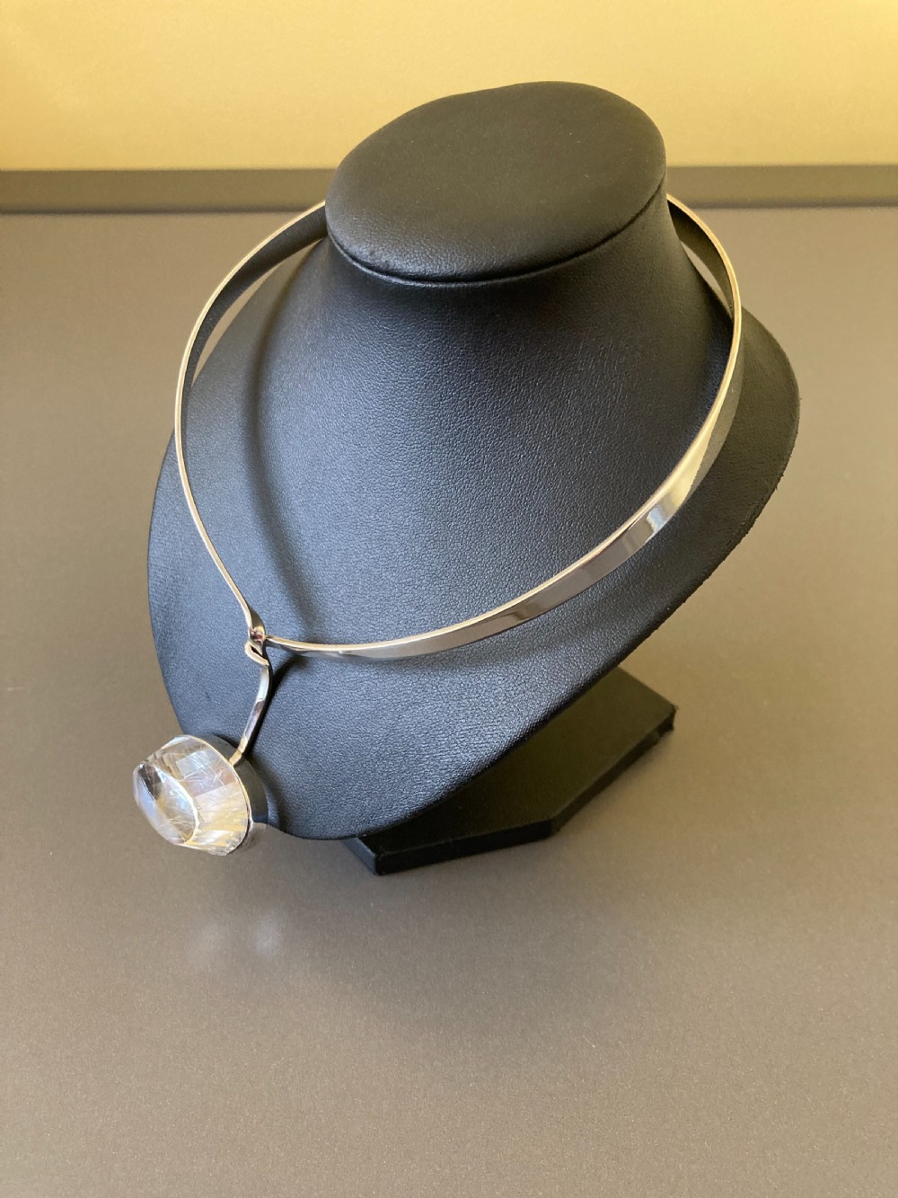 Swedish Silver Necklace with Rutilated Quartz. By Gert Thysell. View II