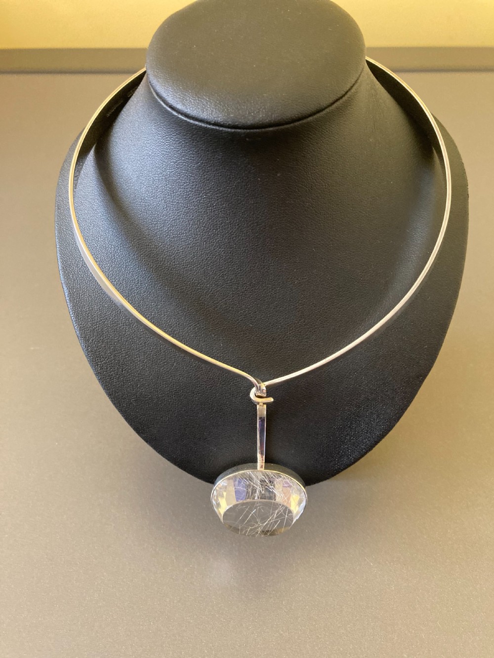 Swedish Silver Necklace with Rutilated Quartz. By Gert Thysell. View III