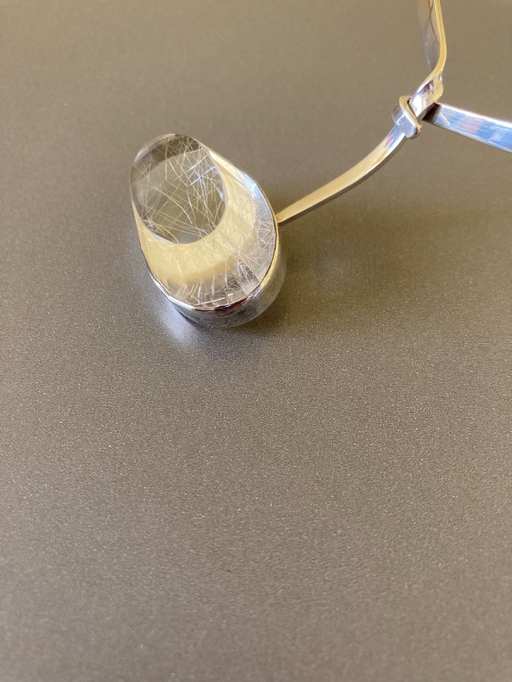 Swedish Silver Necklace with Rutilated Quartz. By Gert Thysell. View IV