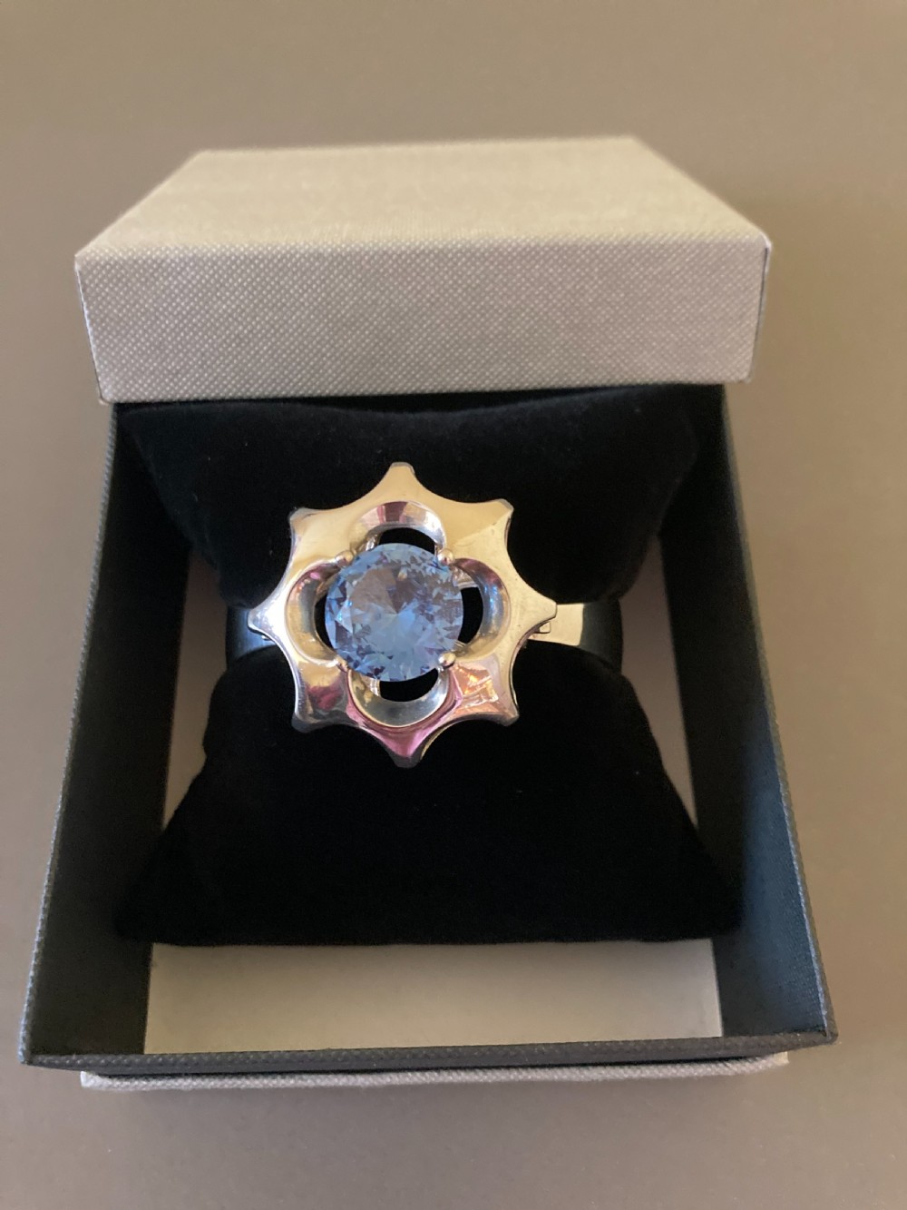 Danish Silver Bangle with Blue Glass Stone. By Hermann Siersbol. View VI
