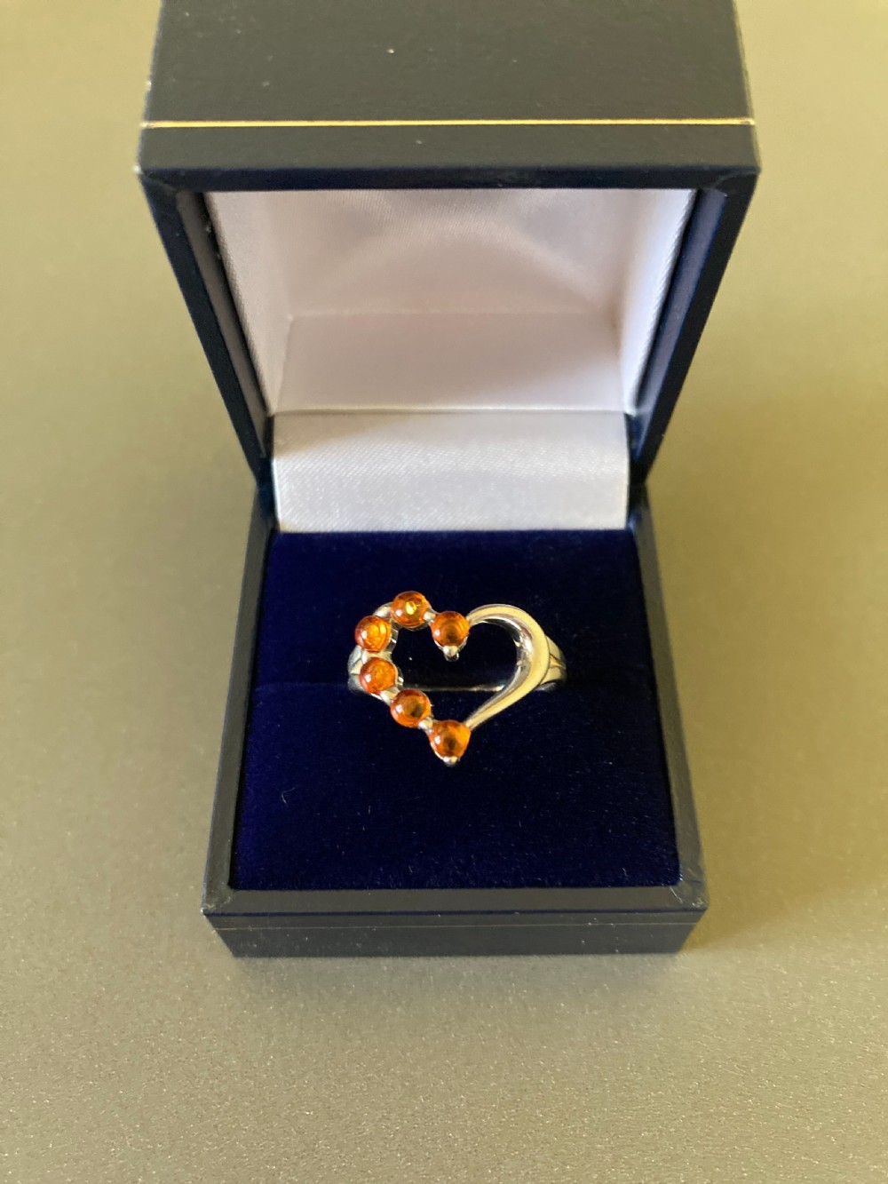 Danish Silver Ring with Amber. 1960s.