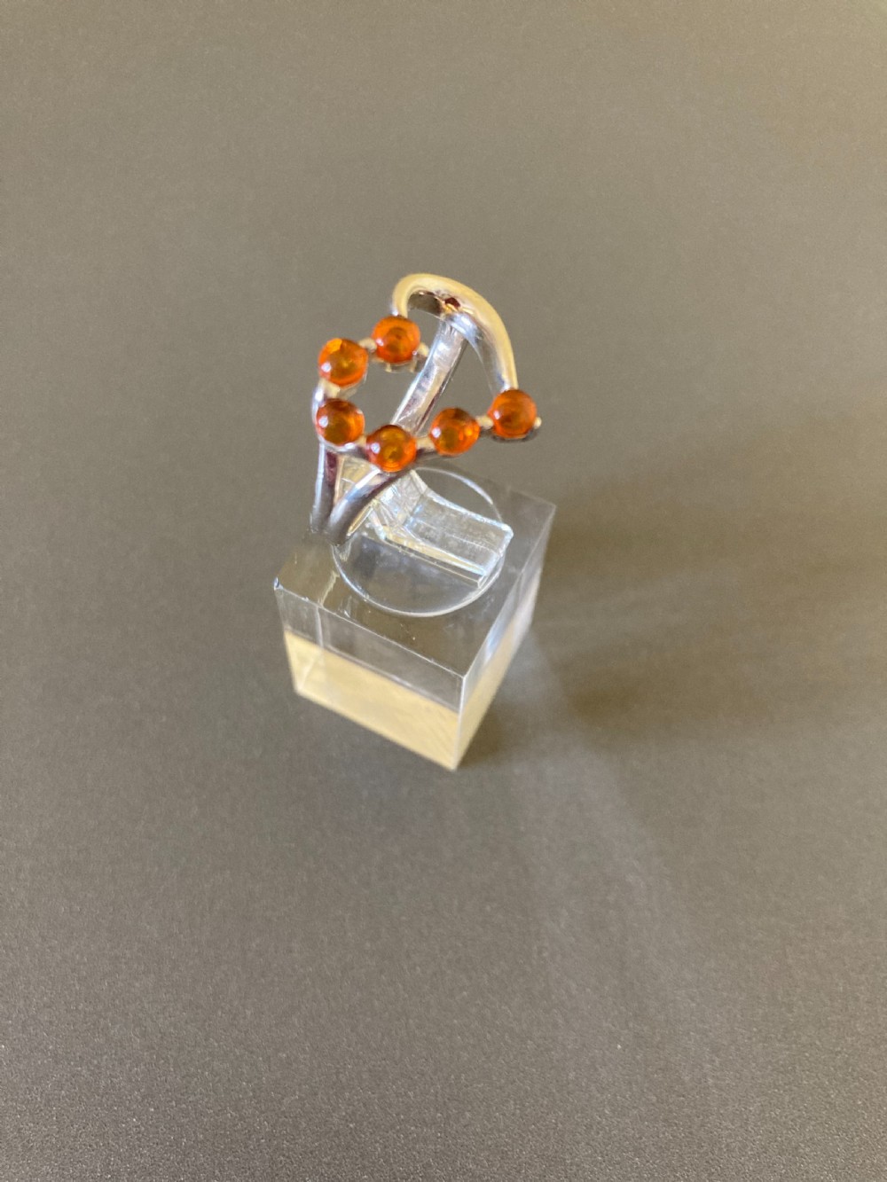 Danish Silver Ring with Amber. 1960s. View II