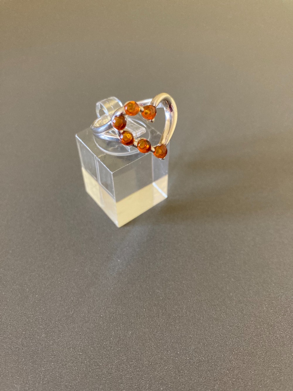 Danish Silver Ring with Amber. 1960s. View III