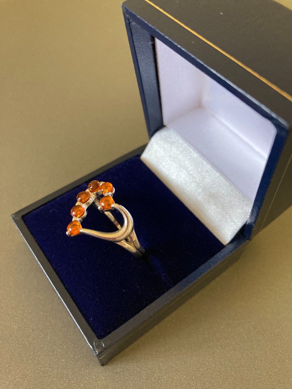 Danish Silver Ring with Amber. 1960s. View V